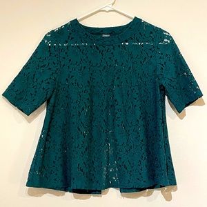 Worthington Green Floral Lace Top